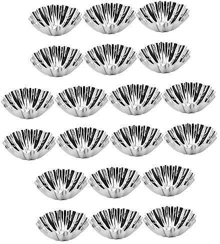 FUNOMOCYA 20pcs Multi-Function Stainless Steel Pudding Mold and Egg Tart DIY Cupcake Baking Cups Non-Stick Muffin Cups Baking Accessory for Household Kitchen