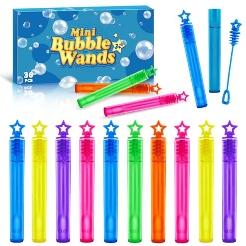 36 Pieces Mini Bubble Wands,Bubble Party Favors Assortment Toys for Kids,Themed Birthday, Halloween, Goodie Bags, Carnival Prizes, Wedding, Bubble Maker Toys for Kids,Outdoor Gifts for Girls & Boys