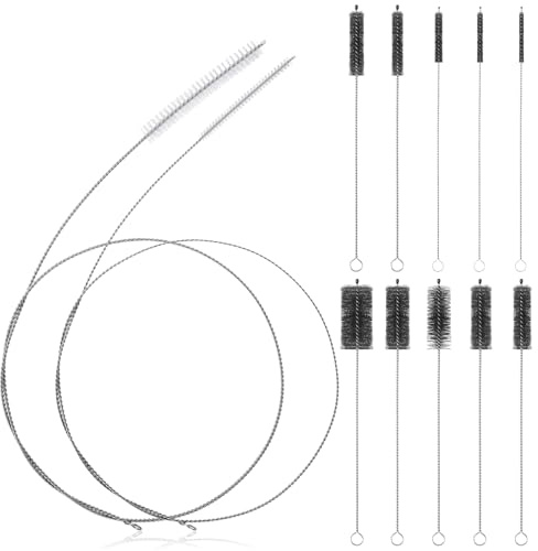 Yamitora 10 Stück Schlauchbürste,Extra Lange Reinigungsbürste | Edelstahl Bürste, Flexible Schlauchbürste Rohrbürste für Strohhalmrohr, Schlauch, Flaschen, Kühlschrankablauf