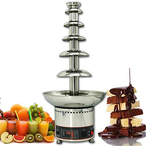 Chocolate Fountain, 6-Tier Chocolate Fondue Fountain Machine, 304 Stainless Steel 6Kg Capacity Fondue Pot Set for Chocolate Candy, Ranch, Nacho Cheese, Baby Shower, Birthday Celebration
