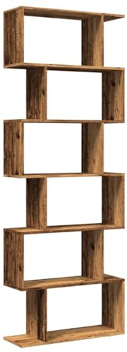 vidaXL Raumteiler-Bücherregal 6 Etagen Altholz-Optik 70x24x193 cm