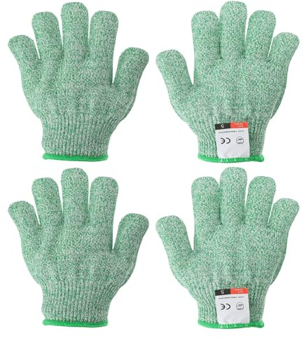 PATIKIL Cut Resistant Gloves, 2 Pair Level 5 Protection Anti Cutting Gloves Cut Proof Gloves for Kitchen Wood Carving Working, X-Small, Green