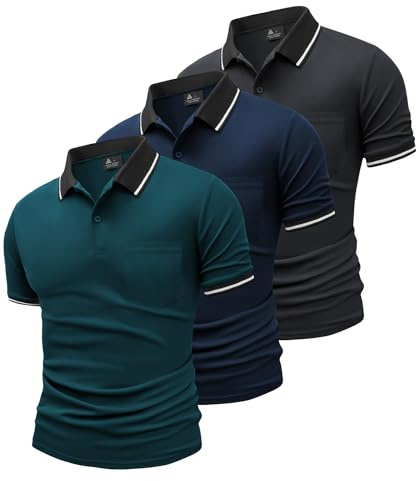 SwissWell 3er Pack Poloshirt Herren Kurzarm Golf Poloshirts Atmungsaktiv T-Shirt für Herren Polo Shirt