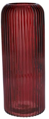 INNA-GLAS Dekovase ALBURGIS mit Rillen, Glas, Burgunderrot-klar, 25cm, Ø10cm - Blumenvase