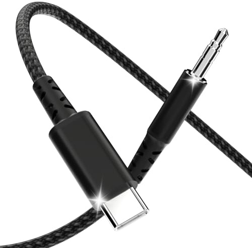 USB C auf Aux Kabel 1.2M, USB Typ C auf Klinke Kabel 3.5mm Audio Aux Dauerhaft kompatibel mit iPhone 16/15 Pro Max, Galaxy S24/S23/S22 Ultra, iPad Pro, Pixel, Huawei P40