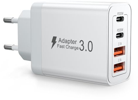 Caricatore USB C, 40W Presa USB C, Spina Ricarica Rapida PD3.0, 4 Porte Presa Type C, Adattatore usbc Multiplo, Alimentatore usb c per Samsung S23 S24 S25, iPhone 16 15 14 13, Huawei