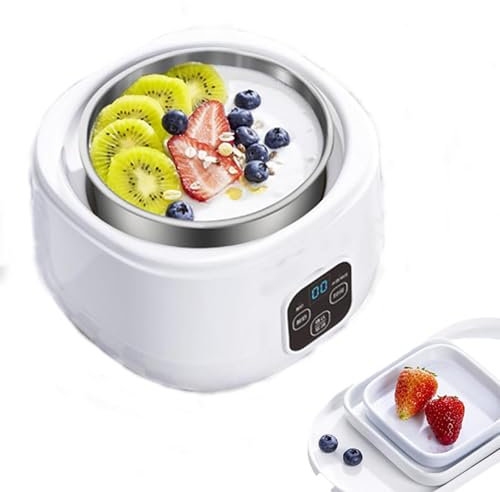 Ceramic Cup Yogurt Maker, Stainless Steel Compact Design, Constant Temperature Control for Homemade Yogurt and Natto