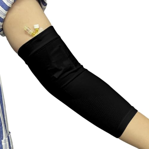Protège-bras PICC Line – Housse de coude respirante pour soins infirmiers, convient pour un tour de bras de 22,9 à 35,6 cm, noir, 2 pièce