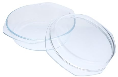 ELAYARD Glasauflauf Runde Backform Aus Glas Mit Deckel Mikrowellenauflaufform Für Zuhause Mit Griffen Und Wärmeschutzfunktion Kochgeschirr Aus Klarglas Für Einweihungsgeschenk