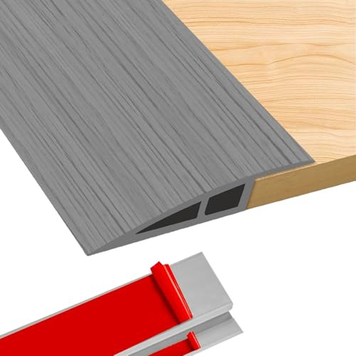 Floor Transition Strips,Double Sided Self Adhesive Door Threshold Strips for Laminate Doorway Edge,Threshold Height Difference from 1.2cm to 1.5cm(Gray Wood Grain 2M)