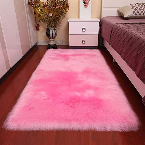 Tappeto lungo in finta pelle di pecora, antiscivolo, rettangolare, per soggiorno, camera da letto, divano, morbido runner da letto, 90 x 90 cm, accogliente decorazione per la casa