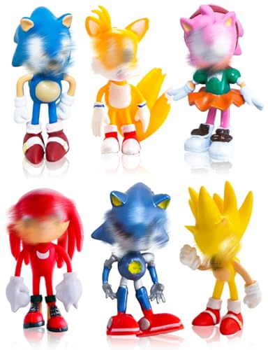 6 Pcs Hedgehog Cake Toppers, Cake Figures Birthday Party Decorations Supplies for Kids Boy Girl Birthday Shower Theme Party