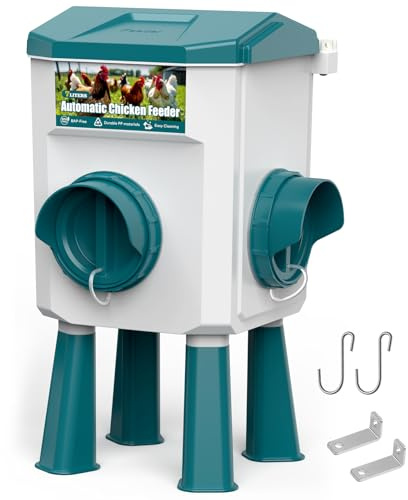 7kg Futterautomat Hühner mit Füßen, Geflügel Futterspender, Hühnerfutter Automat, Futterstation Aufhängbar, Hühnerzubehör, Bruchfester Langlebiger Kunststoff, Wasserdichter Automat