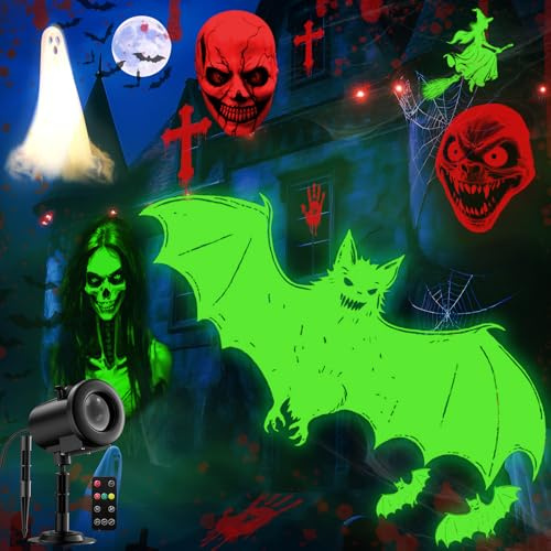 Projektor Halloween Deko Outdoor - 3D Dynamische für Halloween Party Deko Set für Tür Wand Hof Dekoration 2025