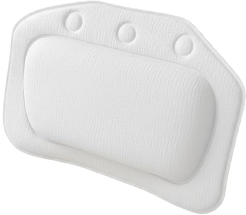 Bath Pillow for Bathtub, Waterproof Bath Cushion for Head and Neck Support, Soft White PVC Bath Pillows with Strong Suction Cups, Relaxing Bath Accessories for Adults, Spa Experience at Home