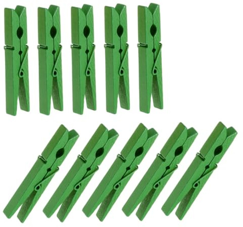 Clothes Pegs 40pcs 2.9 Inch Green Wooden Clothespins | Hard Wood and Metal Build, Clamping and Holding Design, Lightweight and Easy to Use