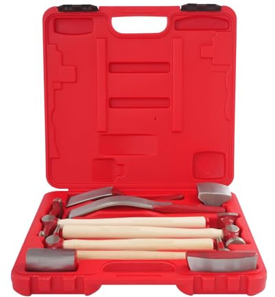 Set di 9 martelli e carrelli per la riparazione della carrozzeria, kit di attrezzi per la riparazione di ammaccature, estrattore per lamiera e strumenti per la rimozione di ammaccature