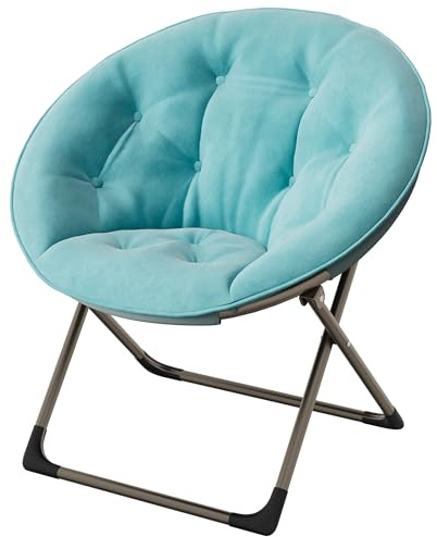 Aptliton Saucer Chair, Comfy Faux Fur Lounge Moon Chair with Folding Metal Frame, Oversized Plush Foldable Flower Accent Seat for Adults, Teens, Bedroom, Dorm or Living Room