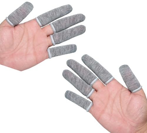 10pcs Cotone Traspirante Finger Cots Guanti Sweatproof Manica Protettiva Copertura per Scultura del Legno Protezioni del Lavoro Dito di Cotone Traspirante Sweatproof Elastico Polsino Lavoro
