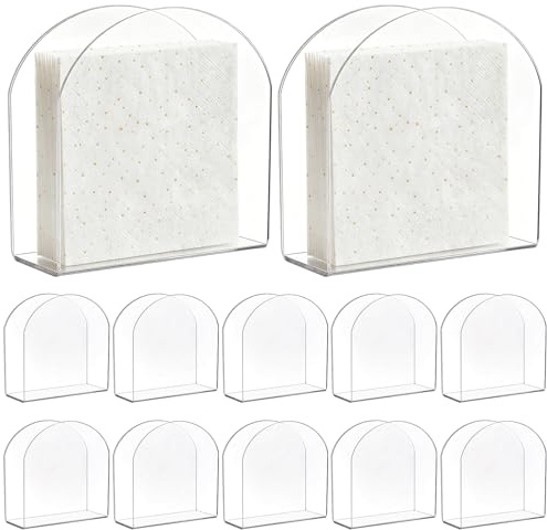INTERWARM 12 portatovaglioli in acrilico trasparente, per tavolo da bagno, portasciugamani per ospiti, verticale, per cucina e bar, 125 x 125 x 50 mm