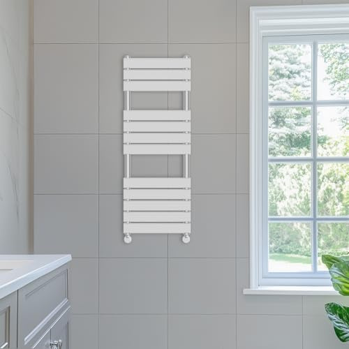 NRG 1200 x 450mm Designer Flat Panel Heated Towel Rail Radiators Chrome | Central Heating Rad, Steel, Radiator Towel Rack, Wall Mounted, Modern Radiator, for Bathroom