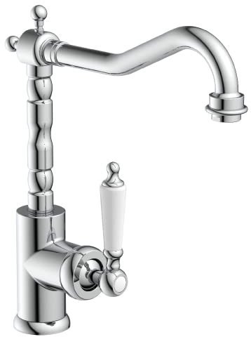 SCHÜTTE schwenkbare Küchenarmatur OLD STYLE, Retro Wasserhahn, klassische Mischbatterie mit Einhebelmischer für das Bad, nostalgische Mischbatterie 72500, Chrom