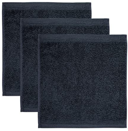 möve Superwuschel Seiftuch 30 x 30 cm aus 100% Baumwolle, dark grey 3er Set