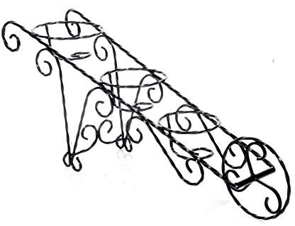 Sbalchiero PORTAV Ferro BATTUTO CARRIOLA Altezza 40 LARGH.100 CM 3 POSTI Materiale: Acciaio Verniciato Nero DIAM Interno PORTAVASI CM 18-16-15