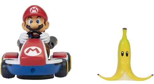 Super Mario Spin Out Mariokart Mario Racer Vehicle with 360 Spins, Wind Up and Go! Includes One 2.5” Mario Action Figure