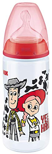 NUK Disney Pixar Toy Story First Choice+ Babyflasche, 6-18 Monate, 300 ml, Woody / Jessie