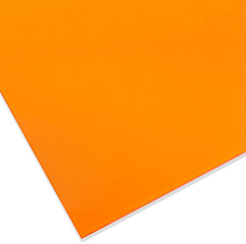 PLEXIGLAS® GS, 3 mm dick, 25 x 50 cm, Orange Transparent (2C04) | Farbiges gegossenes Acrylglas mit transparenter Wirkung; gut geeignet für Lichtobjekte, Modellbau, Displays und Zuschnitte