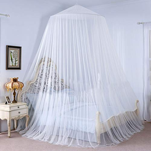 Moskitonetz Bett, Vintoney Moskitonetz Doppelbett Groß betthimmel Insektenschutz Faltbare Tragbares für Mädchen Zuhause, Garten, Balkon, Camping Weiß 13 Meter x 2,5 Meter