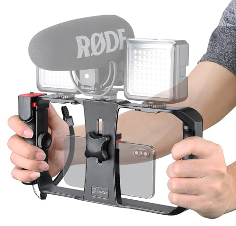 Zeadio Smartphone Stabilizer Grip, Cellphone Video Rig Tripod Mount Holder, with Wireless Remote Shutter for All iPhone and Android Smartphones