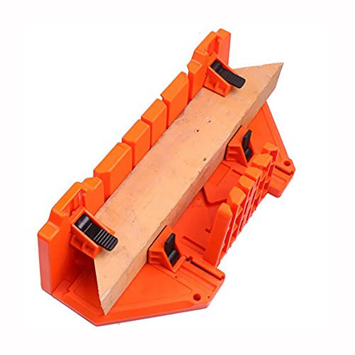 ANCLLO Gabinete multifuncional para sierra de inglete 0/22.5/45 grados Guía de sierra carpintería - Naranja, 14 pulgadas con abrazadera