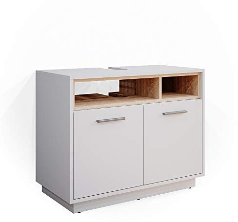 Vicco Waschbeckenunterschrank Weiß Beatrice 80x64x40 cm - Unterschrank für das Badezimmer, Zusätzlicher Stauraum direkt unter dem Waschbecken