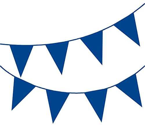Happium Wimpelkette, 10 m, einfarbig, Wimpelkette, Party-Dekoration, Blau