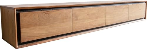 DELIFE TV-Board Stonegrace Akazie Natur 200 cm 4 Türen Steinfurnier | schwebend Lowboard