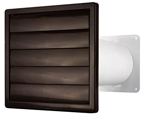 Traversée de mur, hotte aspirante, grille à lamelles marron, avec clapet anti-retour Ø 100 mm