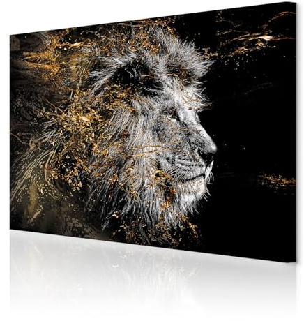 decomonkey Akustikbild Löwe Abstrakt 120x80 cm 1 Teilig Leinwand Modern | Bilder, Wandbilder XXL, Schallschlucker, Schallschutz, Akustikdämmung, Wandbild, Deko, Leise, Tiere, schwarz