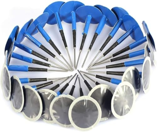 TKSE Kit de Tapones para Parches de Neumáticos, 24 piezas Coche Motocicleta Reparación de Pinchazos de Neumáticos sin Cámara Tapón de Setas Parche de Goma (48 * 6mm)