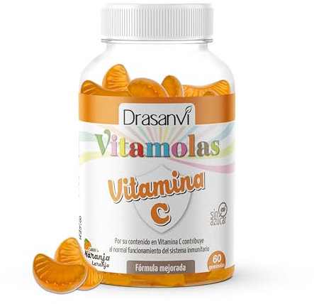DRASANVI VITAMINA C | Vitaminas que ayudan al normal funcionamiento del sistema inmunitario | Cansancio y Fatiga |Vitamina C SIN AZÚCAR | Adultos y niños |160mg al día | Sabor Naranja | 60 Gominolas