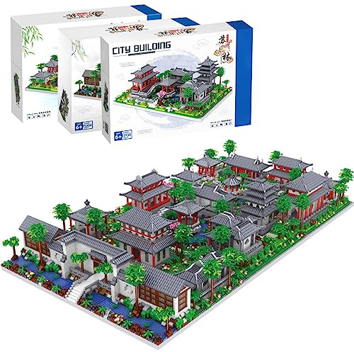 Auspcers Blocs de Construction d'architecture Chinoise, Chinois Suzhou Classique Jardin Bloc De Construction, Mini Blocs d'architecture Chinois célèbres(3-in-1)