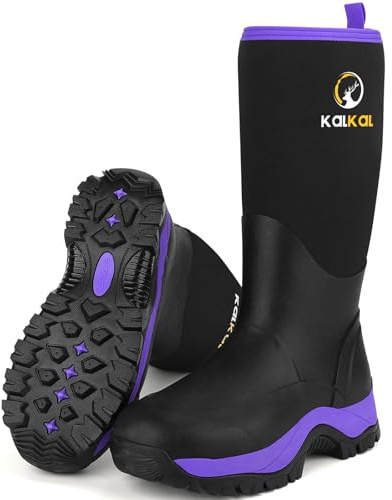 Kalkal Rubber Boots for Women, Insulated Waterproof Womens Hunting Boots, 6mm Neoprene Camo Hunting Boot Tall Rain Boots for Women Mud Working Gardening Farming