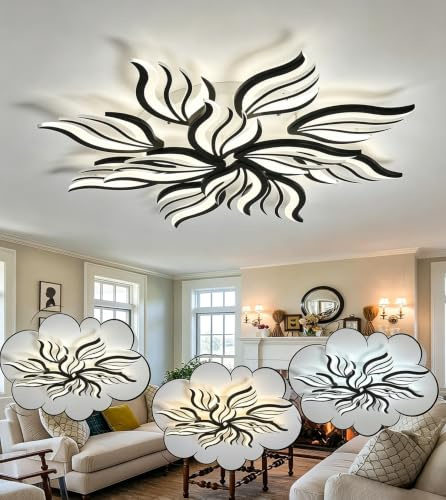 WSXEDC Dimmable Ceiling lamp LED Black Ceiling Light 115W Large Living Room Ceiling Lighting Creative Modern Bedroom Light Ceiling DIY for Living Room Youth Room Dining Room Kitchen Ø105cm