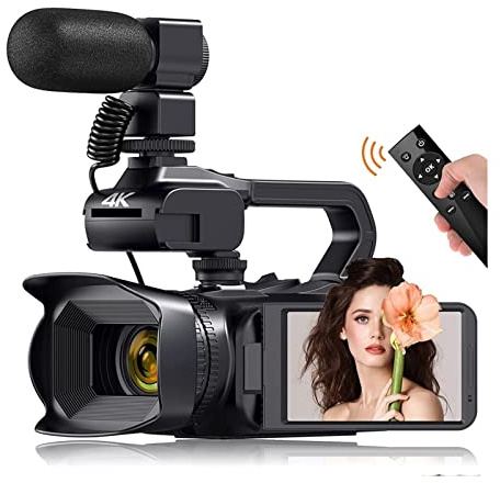 Videocamera Videocamera vintage Full 4K 60FPS for streaming live Vlog Videocamera 18X 64MP Videocamera AF Registratore digitale Ruota schermo Fotocamera digitale per vlogging ( Color : With Light , Si