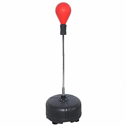 HOARLICN Standboxsack Boxbirne, Höhenverstellbar Handschuhe Erwachsene Boxsack Stehend Verstellbare Training Set Für Boxball Professionelle Boxer, Fitnessbegeisterte 120-150 cm, Rot