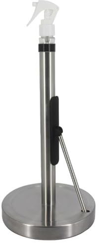 Standing Paper Towel Holder with Spraying Bottle, Countertop Multi-Function Roll Paper Dispenser, Brushed Stainless Steel