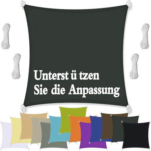 Flei Stoff für Sonnensegel, Überdachung Plane304 Edelstahl ösen, Winddicht, Reißfest, inkl Befestigungsseile für Patio Balkon Garten Terrasse Camping, Quadrat - 4.6x4.6M, Anthrazit