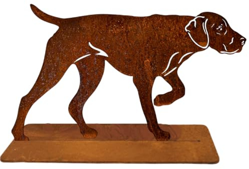 Terma Stahldesign Rost Hund Deutsch Kurzhaar lebensgroß Metall Gartenfigur Handmade Germany wetterfest Gartendeko Tierfigur Grabdeko Geschenk