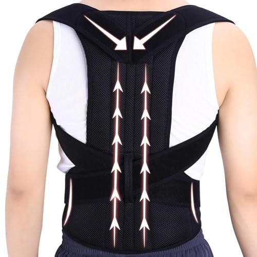 Plus Size Posture Corrector för kvinnor och män, ryggplattång, puckelryggskorrigering, ryggradskorrigering, ryggsmärta, stöd för nacke, axel och rygg (svart 5XL)